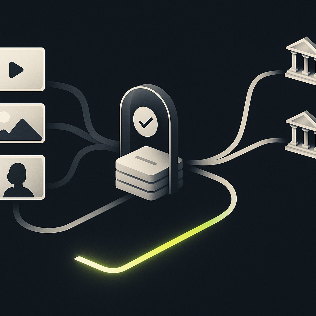 Creator content flows through eligibility checks into a unified earnings ledger and separate payout destinations.