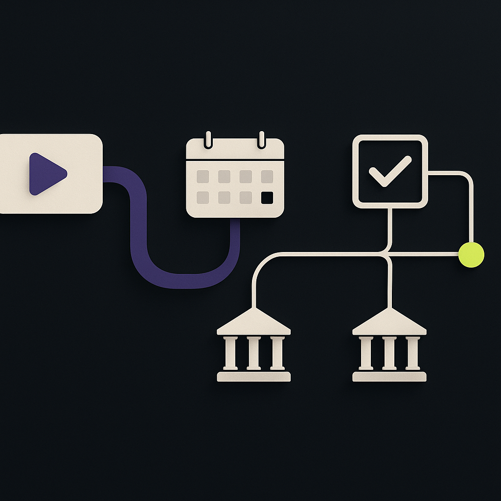 Illustration of streaming earnings moving through eligibility checks and international payment routes to bank accounts.