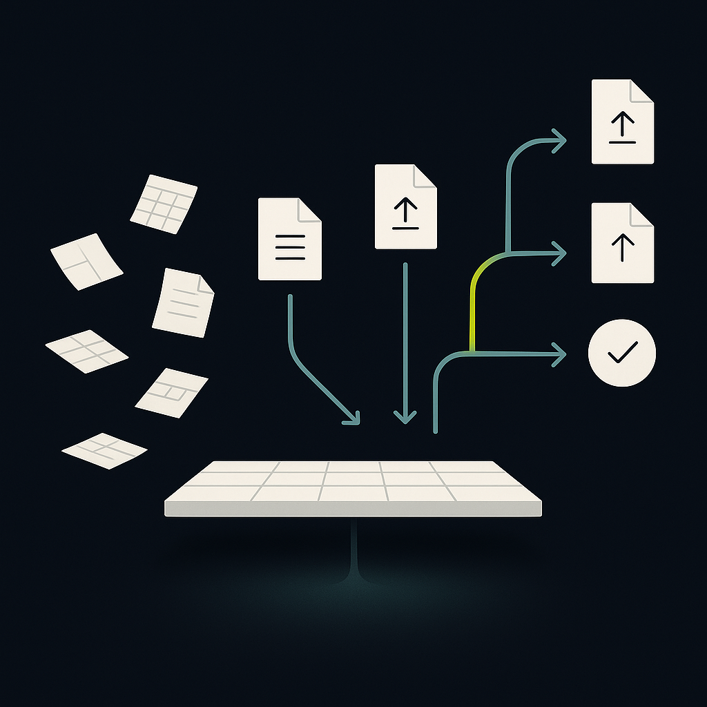Manual payment documents become an automated supplier payment flow with review gates and a unified ledger.