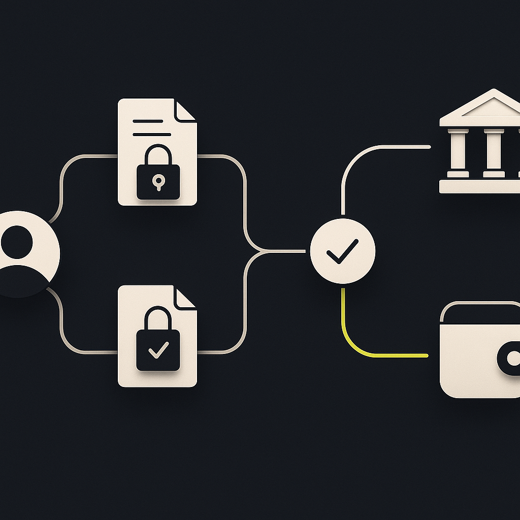 Illustrated affiliate commissions moving through verification and approval toward bank and wallet payment destinations.