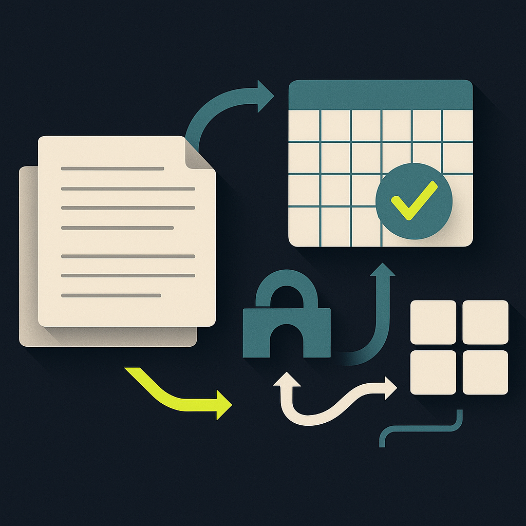 Supplier agreement connected to a payment calendar, approval controls, and ledger records.