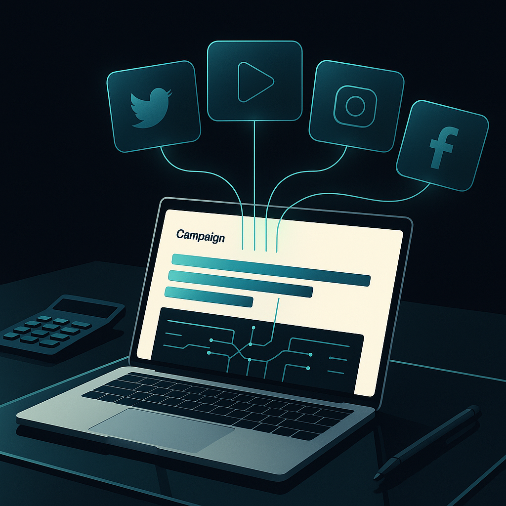 Virtual cards connected to ad platform dashboards with spend controls and real-time budget visibility on a finance team's wor
