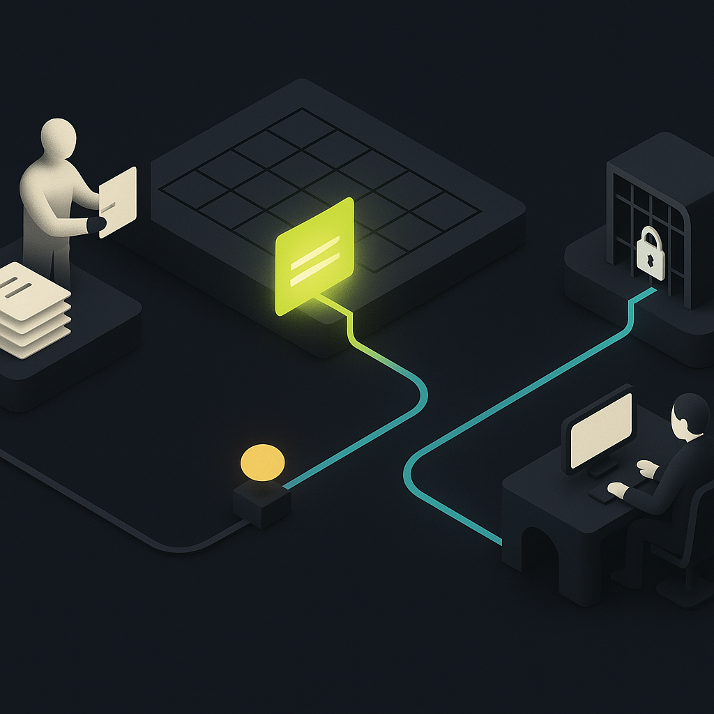 An AI payment workflow with a secure approval gate and a separate checkpoint for beneficiary changes.