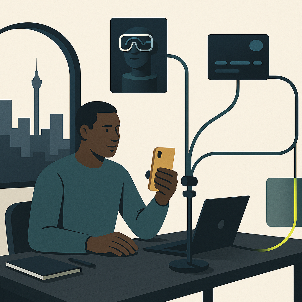 South African creator workspace with separate earning pathways and an eligibility gate on video rewards.
