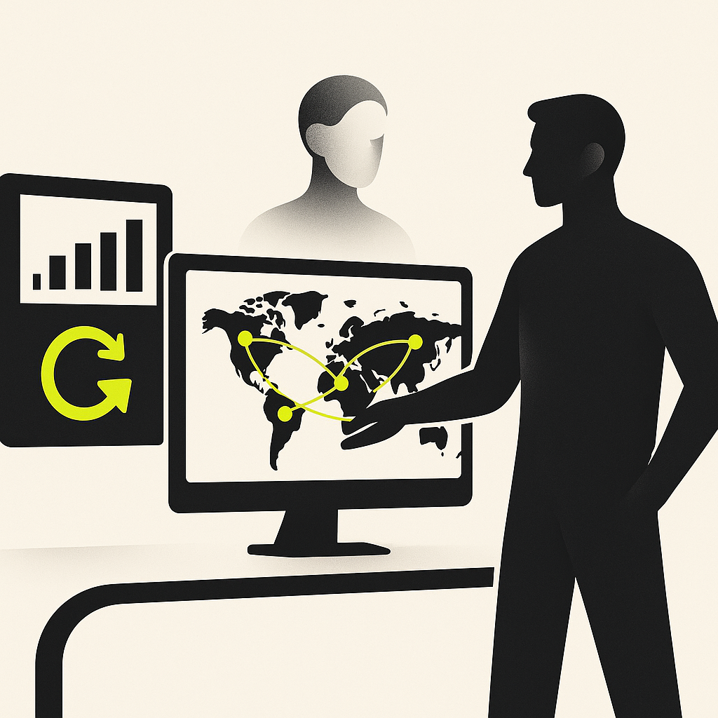 Futuristic game studio finance command center with AI agents orchestrating global payout flows across glowing dashboards
