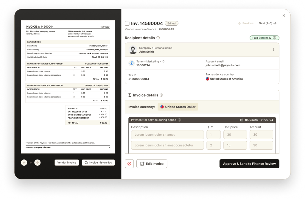 Invoice Payoutscom Invoice